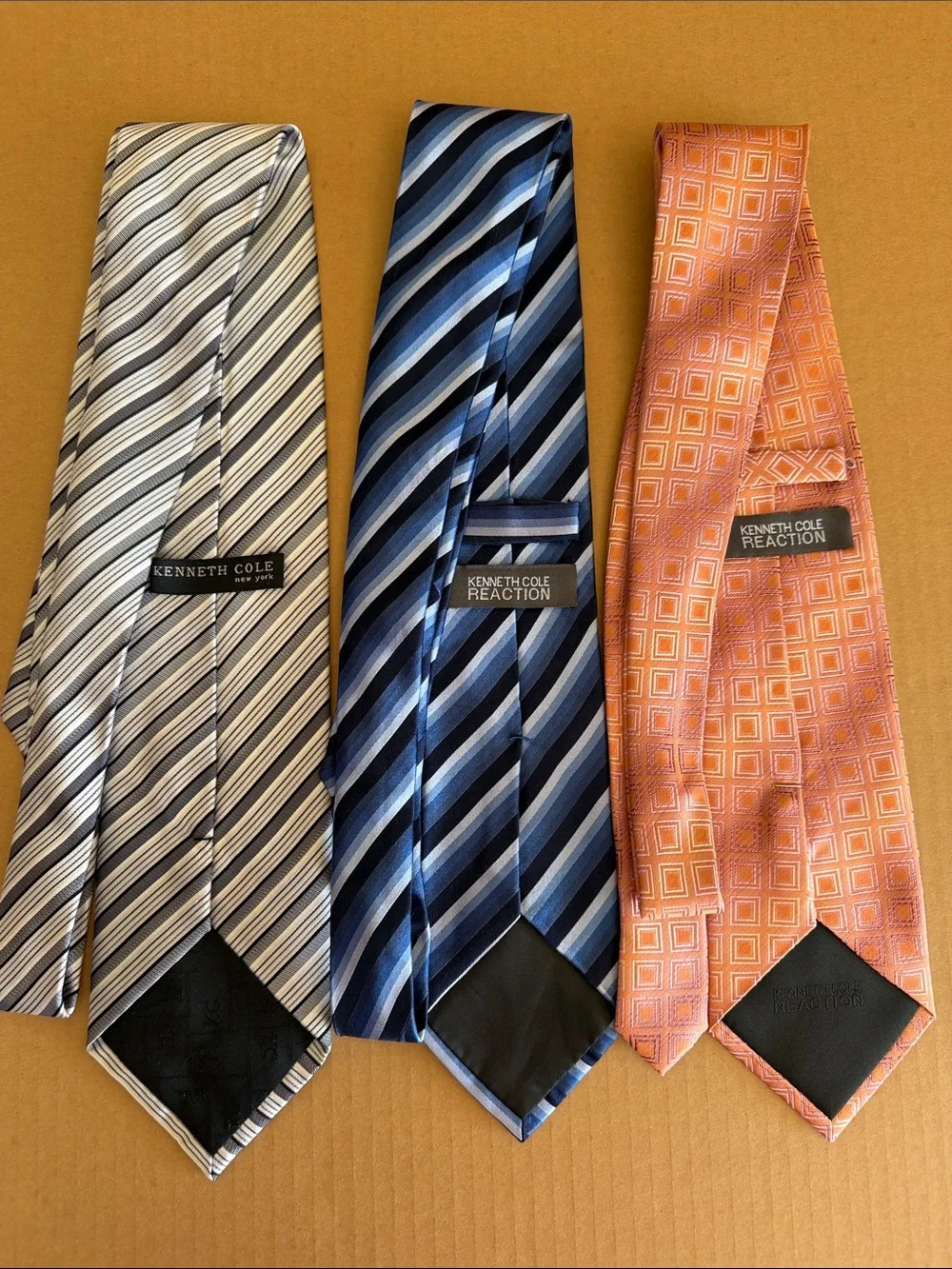 KENNETH COLE 100% Silk Mens Neckties Bundle of 3